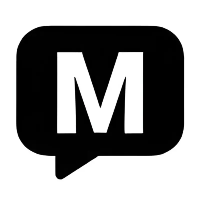 Símbolo do MsgFlow: a letra M branca dentro de um balão de conversa preto.